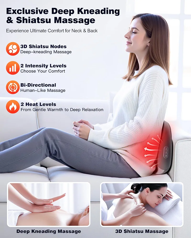 Amazon.com: JZBRAIN Shiatsu Back and Neck Massager with Heat